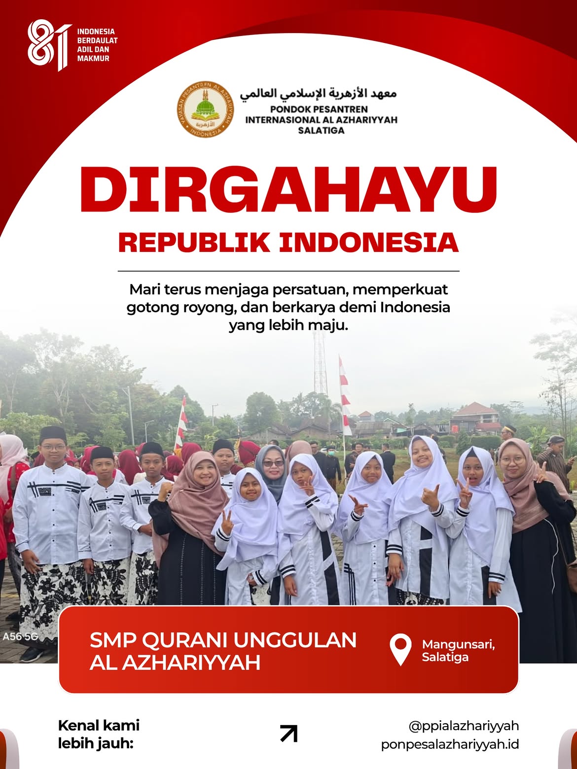 Semarak HUT Ke-81 RI, Santri SMP Unggulan Al Azhariyyah Ikuti Beragam Lomba